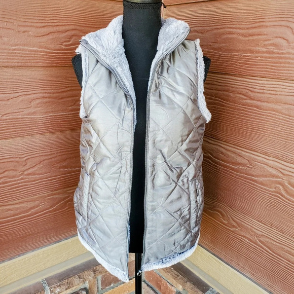 Casual Identity Women's Gray Soft Reversible Vest Size Small - Picture 8 of 11